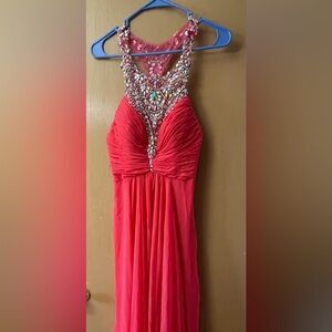 Elegant Pink Strapless Prom Dress with Jewel Detail